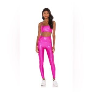 Beach Riot x Revolve Metallic Hot Pink Legging Set